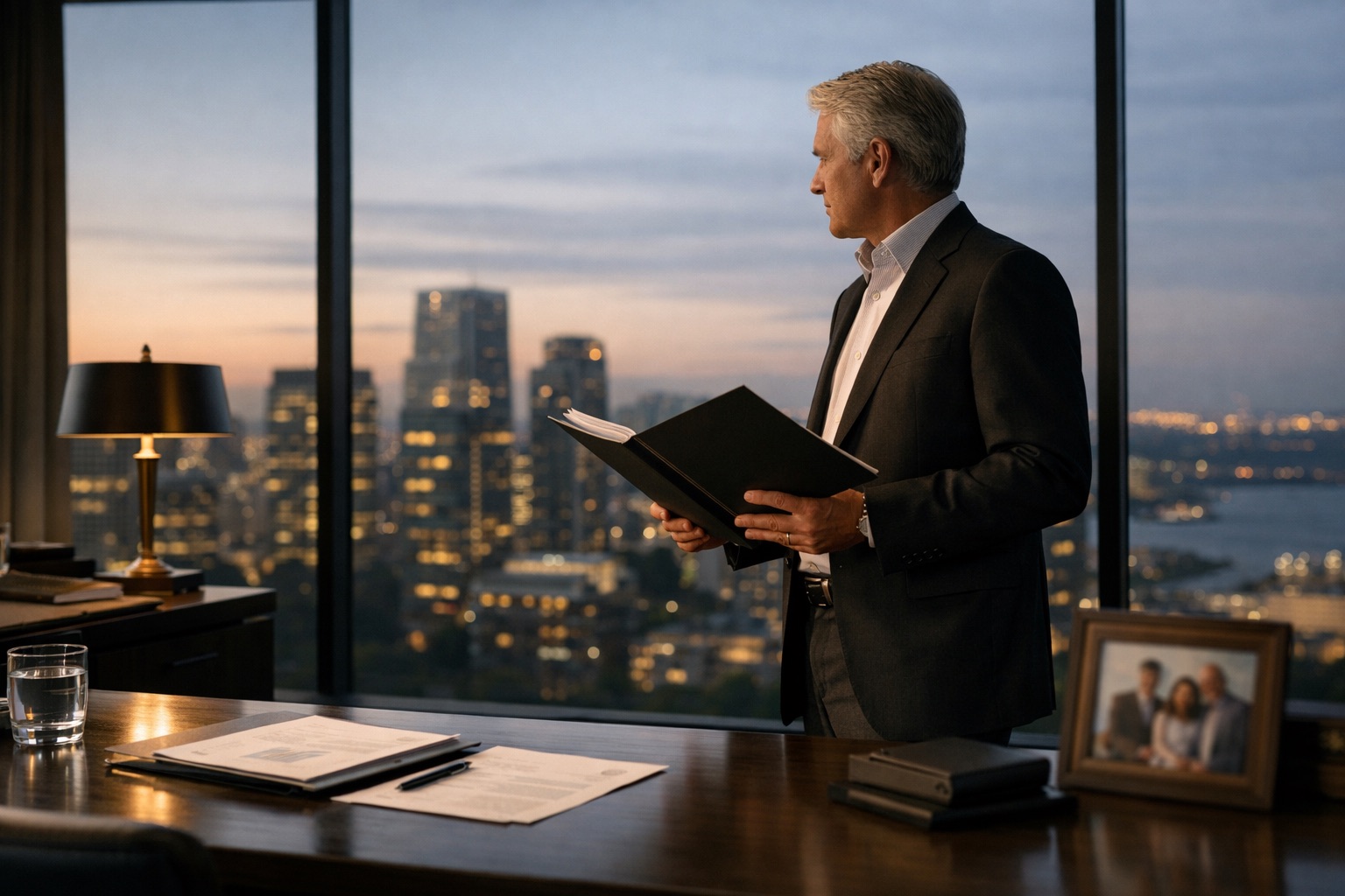 A business owner reviewing sale options